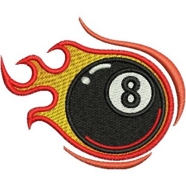 Picture of Flaming 8 Ball Machine Embroidery Design