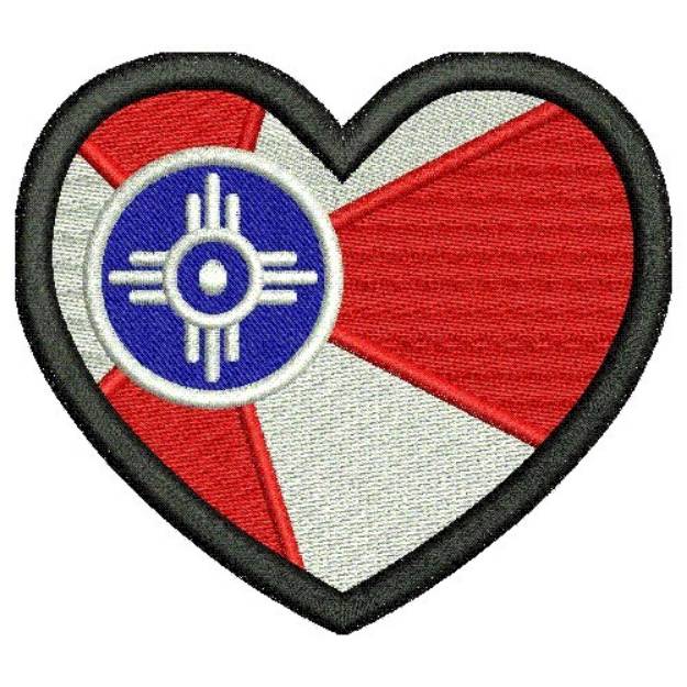 Picture of Wichita Kansas Heart Flag Machine Embroidery Design