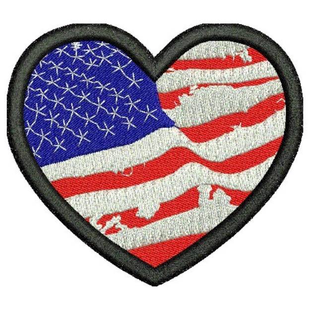 Picture of USA Flag Heart Machine Embroidery Design