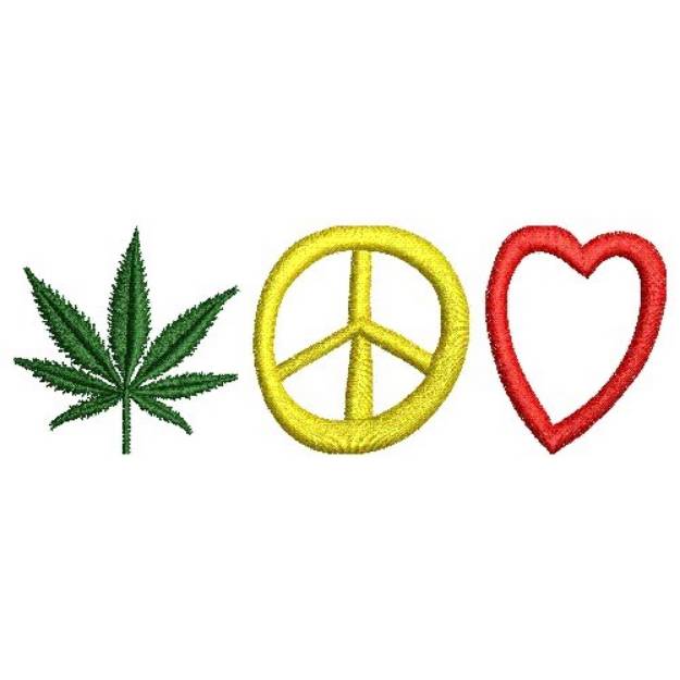 Picture of CANNABIS PEACE LOVE Machine Embroidery Design