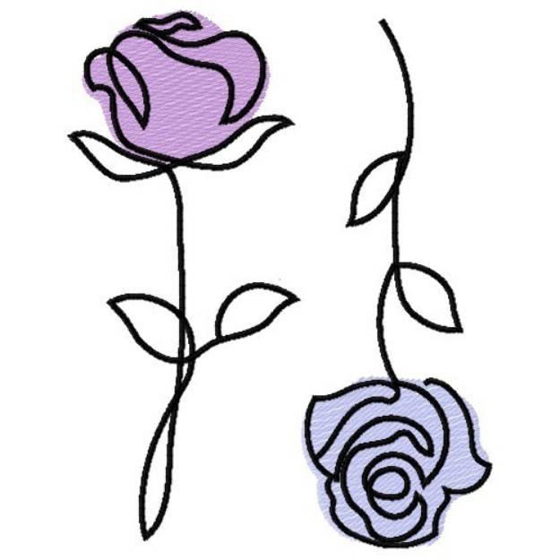 Picture of ROSES LINE ART Machine Embroidery Design