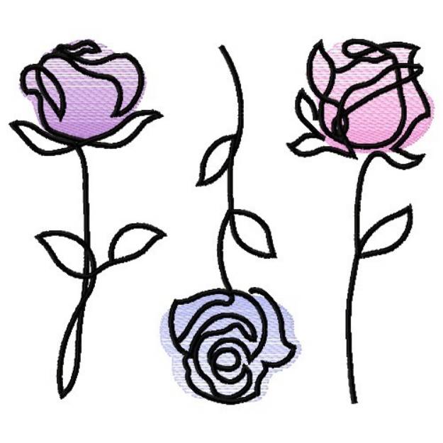 Picture of ROSES SMALL LINE ART Machine Embroidery Design