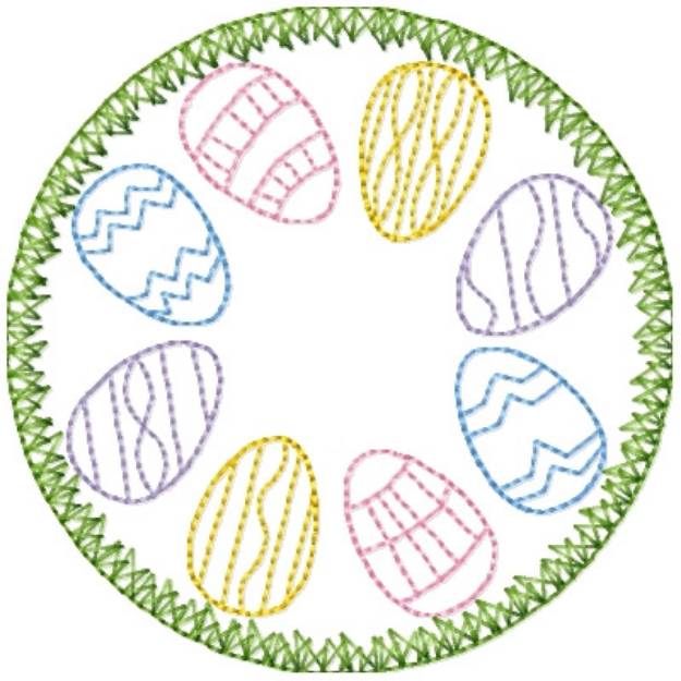 Picture of Easter Egg Candle Mat Machine Embroidery Design