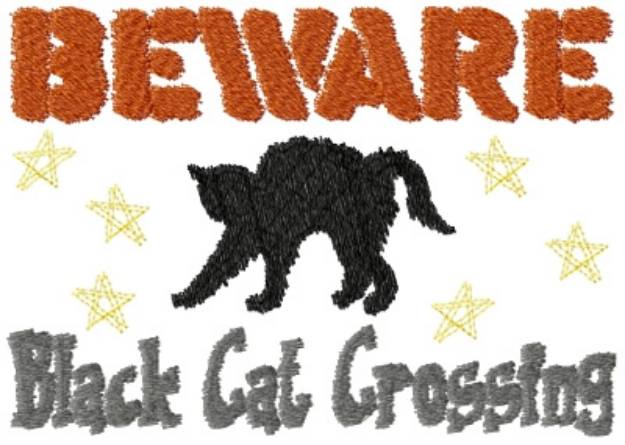 Picture of Black Cat Crossing Machine Embroidery Design