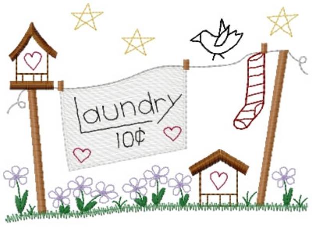 Picture of Laundry Line Machine Embroidery Design