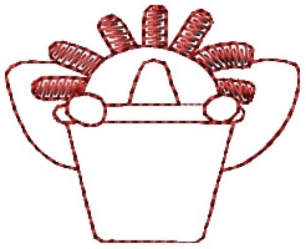 Picture of Redwork Angel Flowerpot Machine Embroidery Design