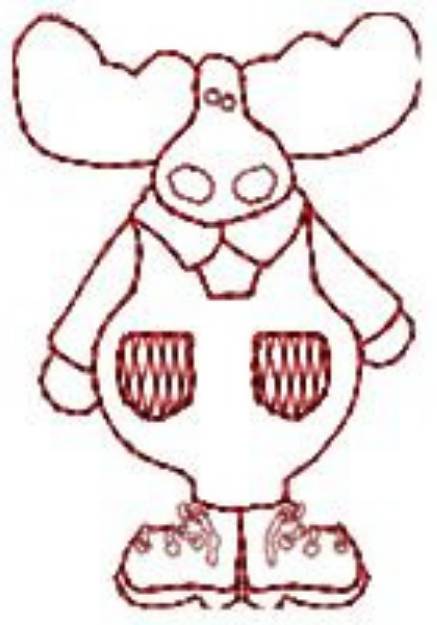 Picture of Redwork Moose Machine Embroidery Design