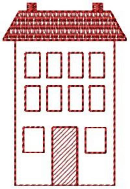 Picture of House In Redwork Machine Embroidery Design