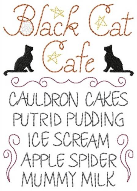 Picture of Black Cat Cafe Machine Embroidery Design