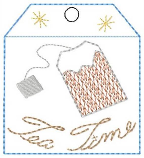 Picture of Tea Time Hang Tag 1 Machine Embroidery Design