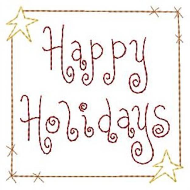 Picture of Happy Holidays Star Block Machine Embroidery Design