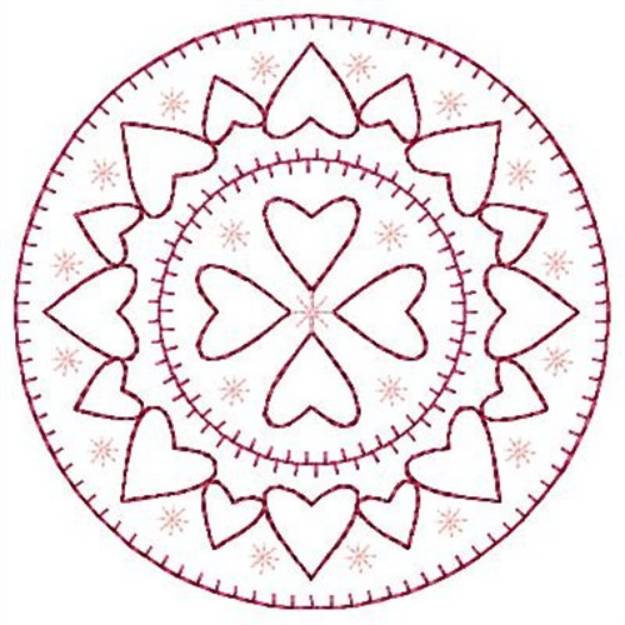 Picture of Hearts Candle Mat Machine Embroidery Design