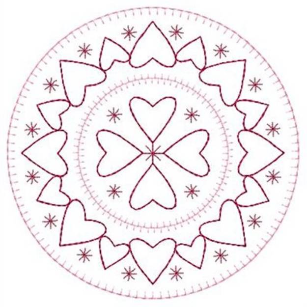 Picture of Candle Mat Hearts Machine Embroidery Design
