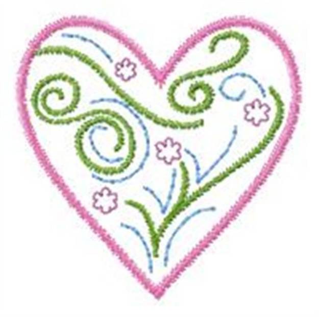 Picture of Vine Swirl Heart Machine Embroidery Design