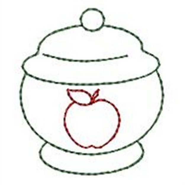 Picture of Apple Sugar Dish Machine Embroidery Design