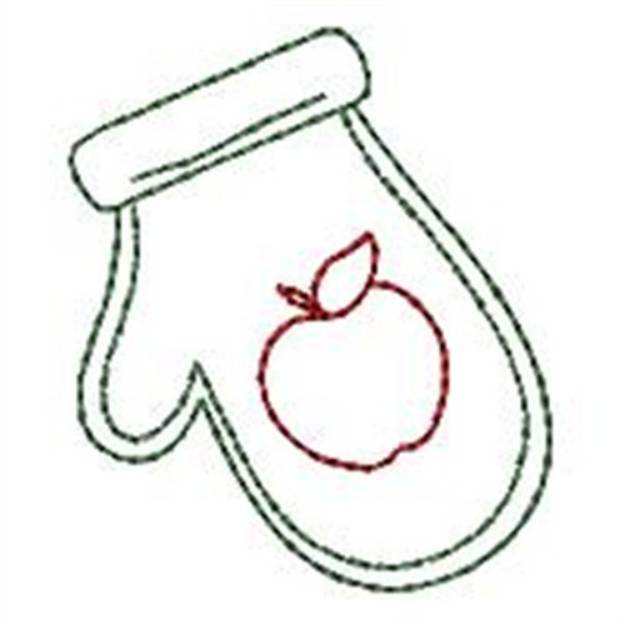 Picture of Apple Oven Mitt Machine Embroidery Design