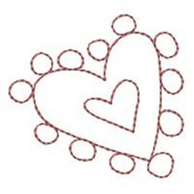 Picture of Bubble Heart Redwork Machine Embroidery Design