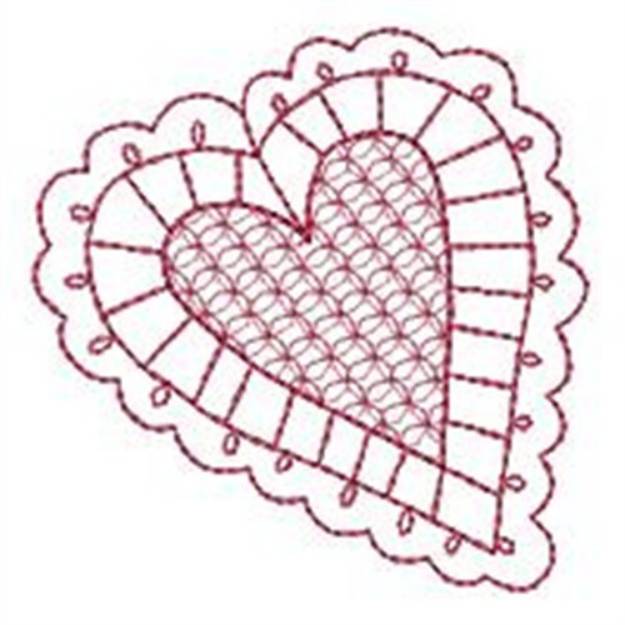 Picture of Fancy Heart Redwork Machine Embroidery Design