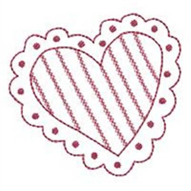 Picture of Striped Heart Redwork Machine Embroidery Design