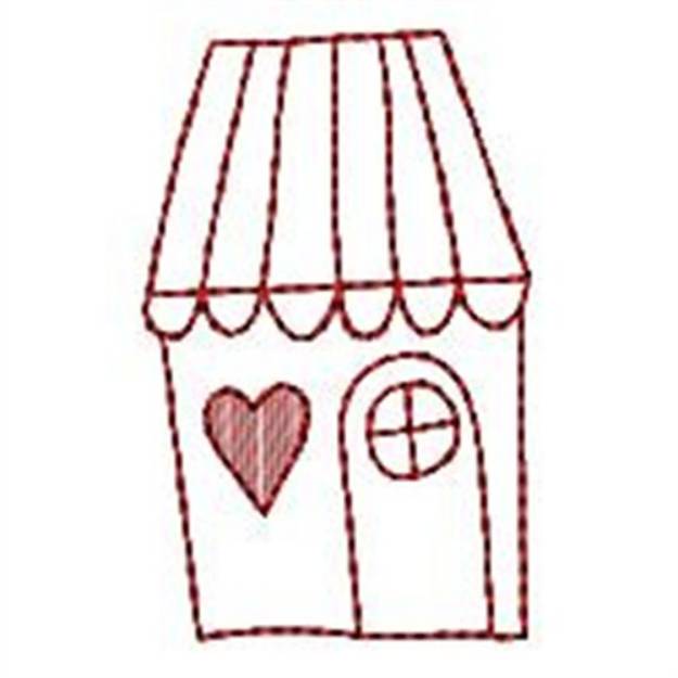 Picture of Redwork Village House Machine Embroidery Design