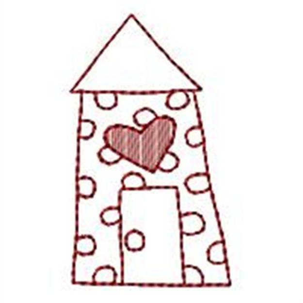 Picture of Redwork Village House Machine Embroidery Design