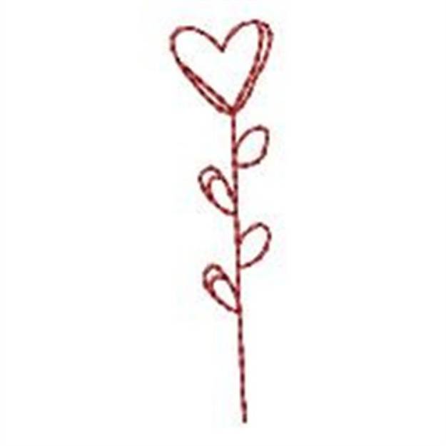 Picture of Redwork Heart Flower Machine Embroidery Design