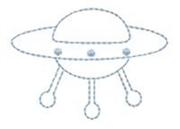 Picture of Spaceship Redwork Machine Embroidery Design