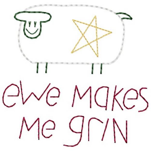 Picture of Ewe Makes Me Grin Machine Embroidery Design