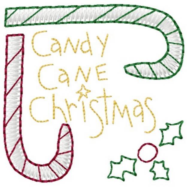 Picture of Candy Cane Christmas Machine Embroidery Design