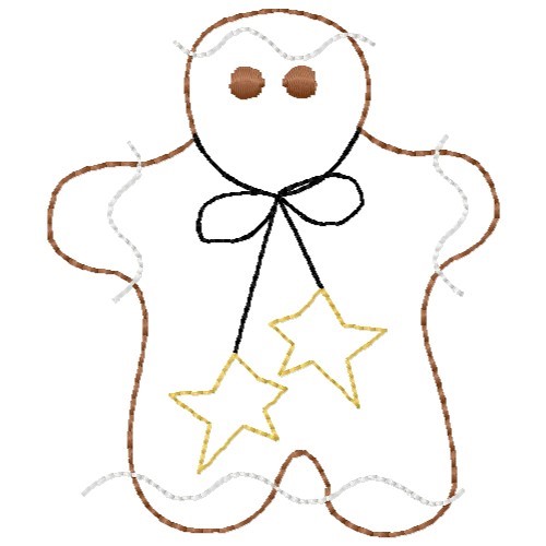 Gingerbread Man Outline Machine Embroidery Design