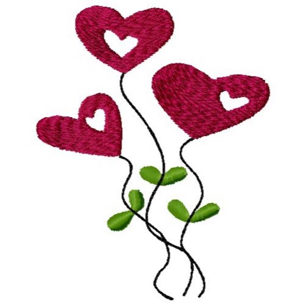 Picture of Heart Flowers Machine Embroidery Design