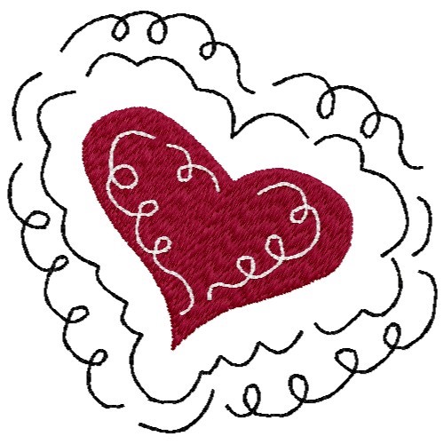 Fluffy Heart Machine Embroidery Design