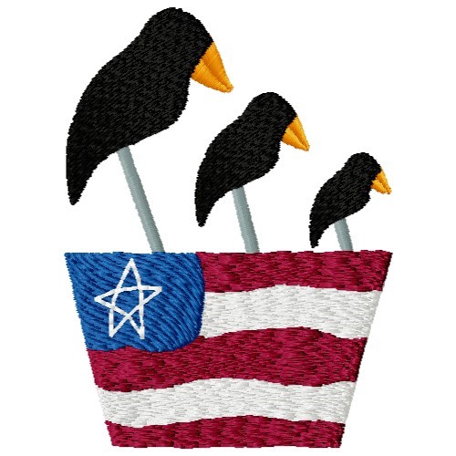 Crows On Flag Machine Embroidery Design