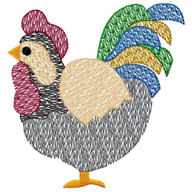 Picture of Colorful Rooster Machine Embroidery Design