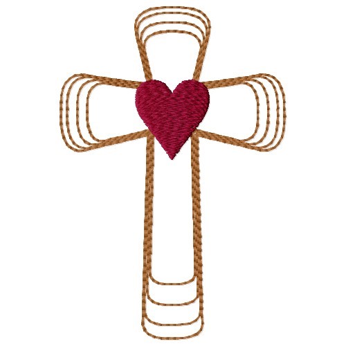 Heart Cross Machine Embroidery Design