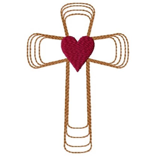 Picture of Heart Cross Machine Embroidery Design