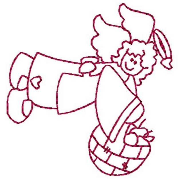 Picture of Redwork Apple Angel Machine Embroidery Design