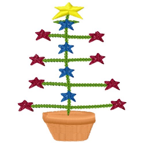 Christmas Star Tree Machine Embroidery Design