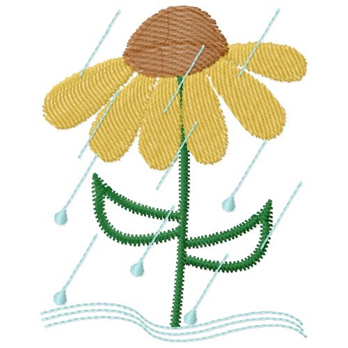 Rainy Daisy Machine Embroidery Design