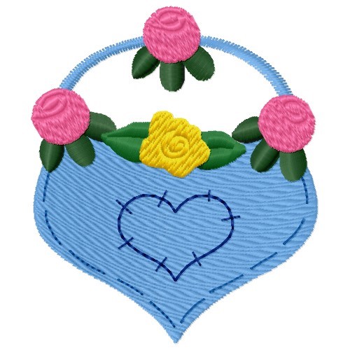 Rose Basket Machine Embroidery Design