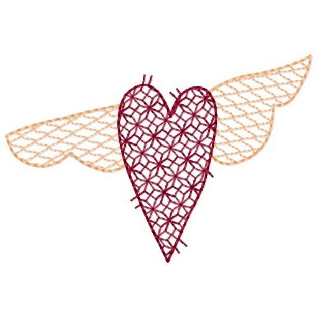 Picture of Winged Heart Machine Embroidery Design