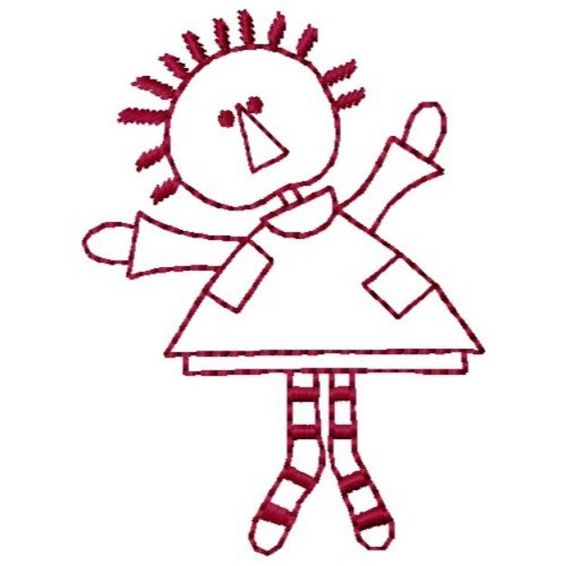 Picture of Redwork Doll Machine Embroidery Design