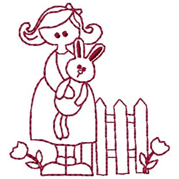 Picture of Girl & Bunny Machine Embroidery Design