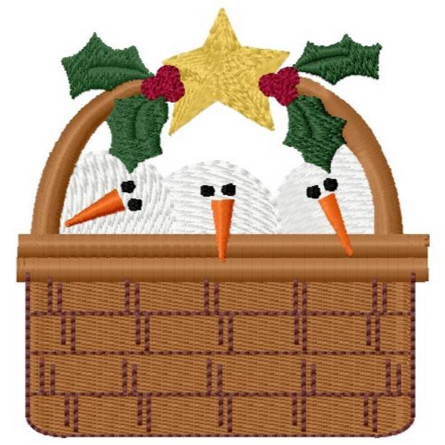 Picture of Snowman Basket Machine Embroidery Design