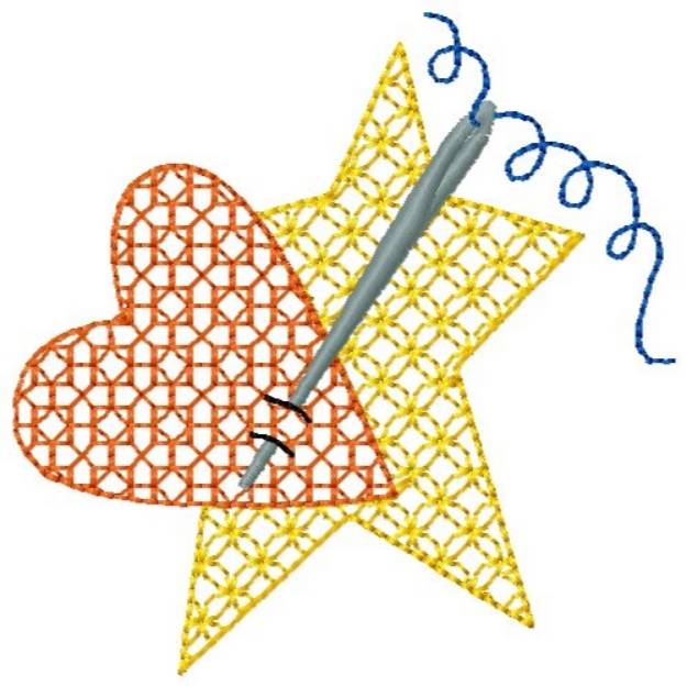 Picture of Stitch Heart & Star Machine Embroidery Design