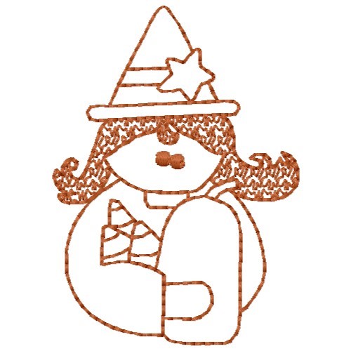 Outline Witch Machine Embroidery Design