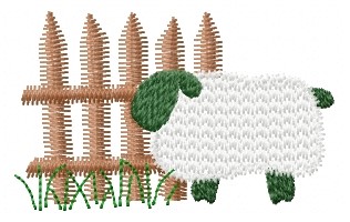 Sheep Fence Machine Embroidery Design