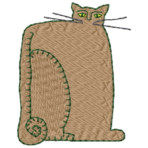 Folk Art Cat Machine Embroidery Design