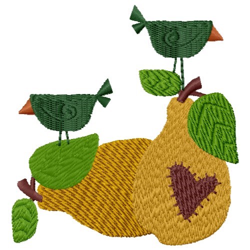 Pears & Crows Machine Embroidery Design