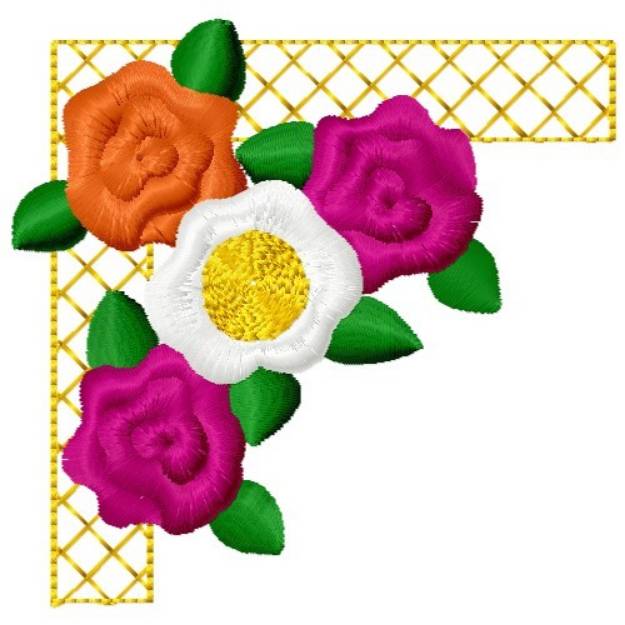 Picture of Corner Flowers Machine Embroidery Design
